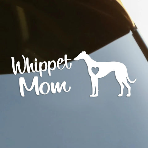 Whippet Mom Dog Die-Cut Vinyl Decal Car Sticker Waterproof Auto Decors on Car Body Bumper Rear Window Laptop Choose Size #S60271