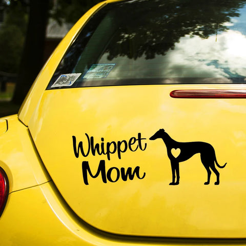 Whippet Mom Dog Die-Cut Vinyl Decal Car Sticker Waterproof Auto Decors on Car Body Bumper Rear Window Laptop Choose Size #S60271