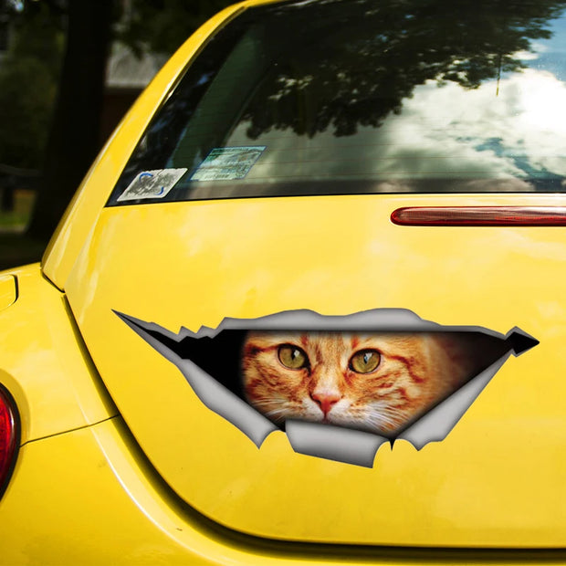 Red Cat 3D Self-adhesive Decal Car Sticker Waterproof Auto Decors on Bumper Rear Window Laptop Choose Size #S60488