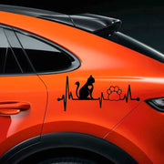 Cat Heartbeat Lifeline Pet Paw Die-Cut Vinyl Decal Car Sticker Waterproof Auto Decors on Car Body Bumper Rear Window #S60337