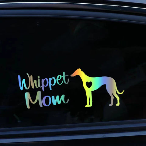 Whippet Mom Dog Die-Cut Vinyl Decal Car Sticker Waterproof Auto Decors on Car Body Bumper Rear Window Laptop Choose Size #S60271