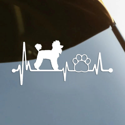 Poodle Paw Heartbeat Lifeline Dog Die-Cut Vinyl Decal Car Sticker Waterproof Auto Decors on Car Body Bumper Rear Window #S60388