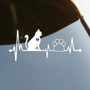 Cat Heartbeat Lifeline Pet Paw Die-Cut Vinyl Decal Car Sticker Waterproof Auto Decors on Car Body Bumper Rear Window #S60337