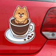 A0157# 13cm Self-adhesive Decal POMERANIAN COFFEE Car Sticker Waterproof Auto Decors on Bumper Rear Window Laptop