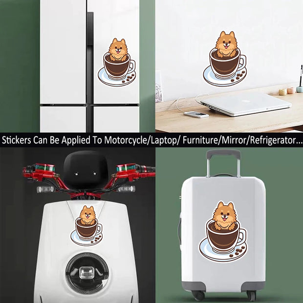 A0157# 13cm Self-adhesive Decal POMERANIAN COFFEE Car Sticker Waterproof Auto Decors on Bumper Rear Window Laptop