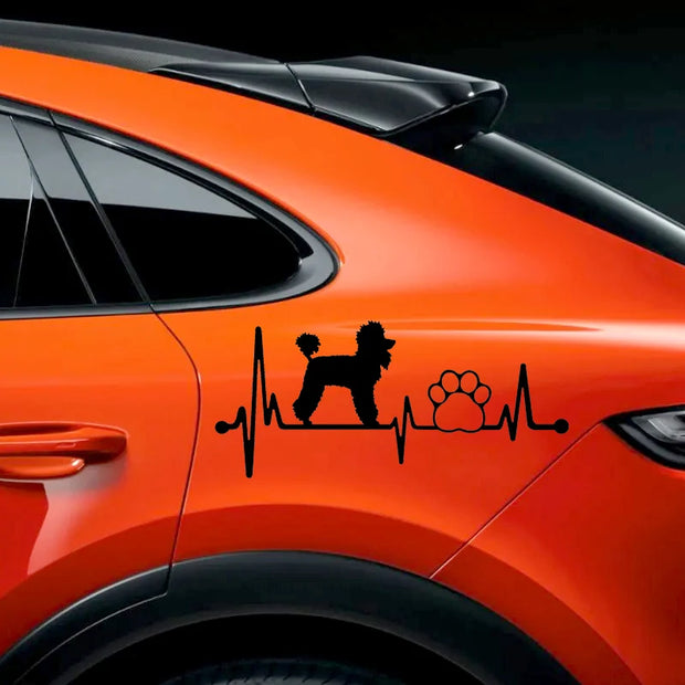 Poodle Paw Heartbeat Lifeline Dog Die-Cut Vinyl Decal Car Sticker Waterproof Auto Decors on Car Body Bumper Rear Window #S60388