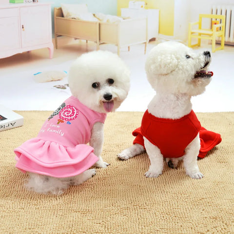 Teddy Dog Skirt Pet Clothes Dog Dresses for Small Dogs Cotton Puppy Cat Dress Christmas Princess Costume Chihuahua Pets Clothing