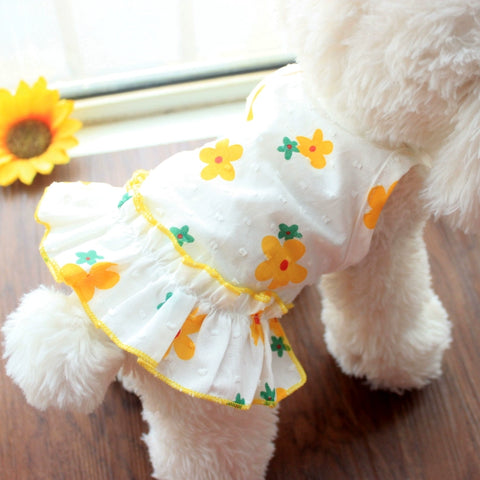 Dog Princess Dress Ins Flower Sun Protection Clothing Teddy/Pomeranian Cat Summer Thin Pet Clothes Small Size Dogs Summer Clothing