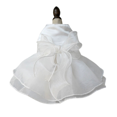 Pet Dog Wedding Dress Dress Two-Legged Dress Cat Teddy Princess Dress White Mesh Bow Dress