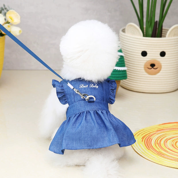 Teddy Embroidered Denim Pet Summer Clothes Dog Clothes