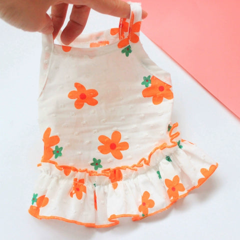 Pet Clothes Spring and Summer Thin Flower Skirt Korean Princess Dress Bichon Teddy Dog Cat Sling Summer Dress