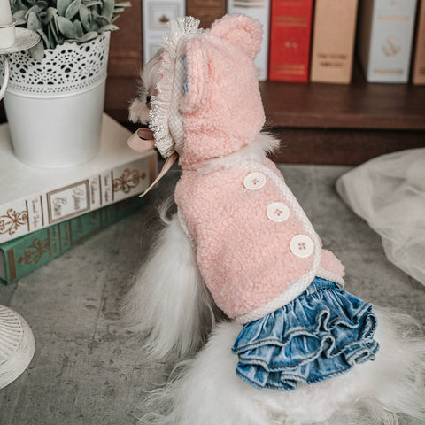 Taotao Petal New Denim Autumn Dog Cake Dress