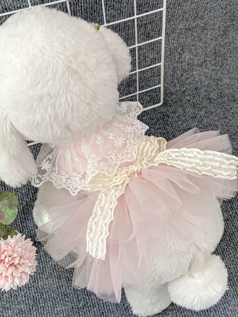 Dog Clothes Bichon Teddy/Pomeranian Pet Wedding Dress Summer Breathable Cute Cat Princess Summer Skirt