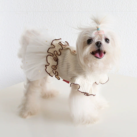 Spring and Autumn Pet Cat and Dog Skirt XINGX Retro Flounced Sleeve Skirt Pet Clothes Two-Legged Pettiskirt Teddy Cat Princess Dress