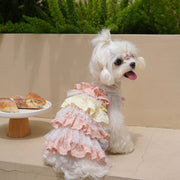 Thankubaby Spring/Summer Polka-Dot Tiered-Ruffle Skirt Bichon Yorkshire Maltese Pet Dog Cat Clothes