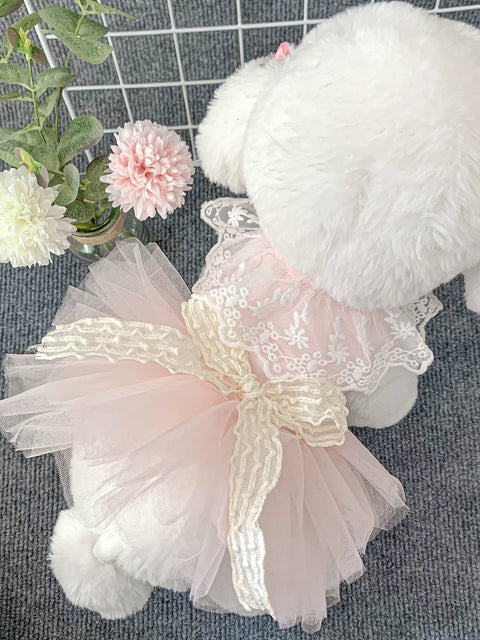 Dog Clothes Bichon Teddy/Pomeranian Pet Wedding Dress Summer Breathable Cute Cat Princess Summer Skirt