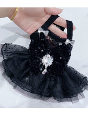 Super Small Dog Dress Sequin Sling Gauze Dress Maltese Bichon Teddy Hepburn Wind Black Summer Dress