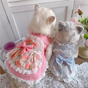 Maid Costume Lace Pink Cat Rose Pet