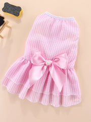 Vertical Striped Butterfly Skirt Pet Cat Dog Spring and Summer Thin Jarre Aero Bull Corgi Teddy Pomeranian/Bichon Frise Spring Clothes