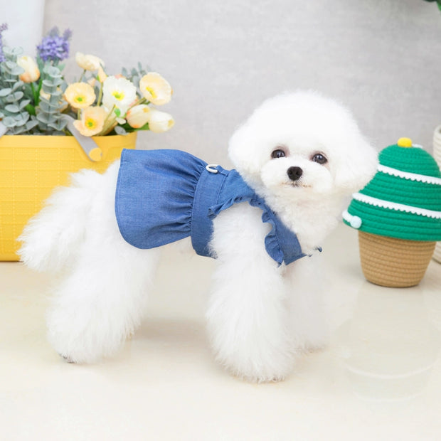 Teddy Embroidered Denim Pet Summer Clothes Dog Clothes