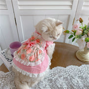 Maid Costume Lace Pink Cat Rose Pet