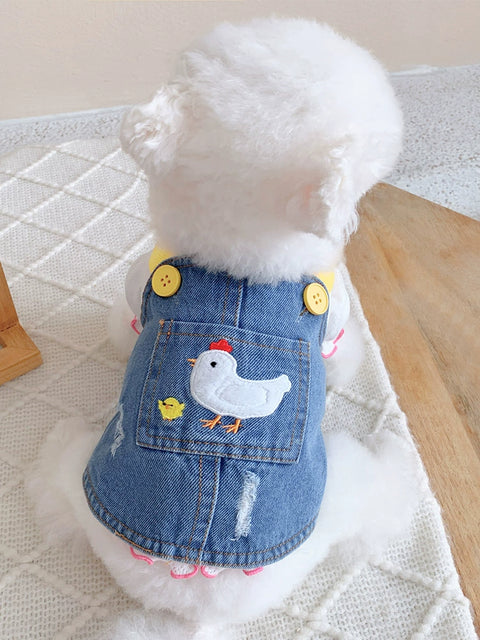 Chicken Denim Suit Cat Pet Dog Clothes Summer Teddy Bichon York Summer Maltese Spring and Autumn