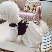 KZ Retro Hepburn Style Black and White Skirt Pet Milk Dog Teddy Bichon Small Puppies Clothes Spring and Autumn Clothing