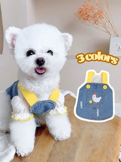 Chicken Denim Suit Cat Pet Dog Clothes Summer Teddy Bichon York Summer Maltese Spring and Autumn