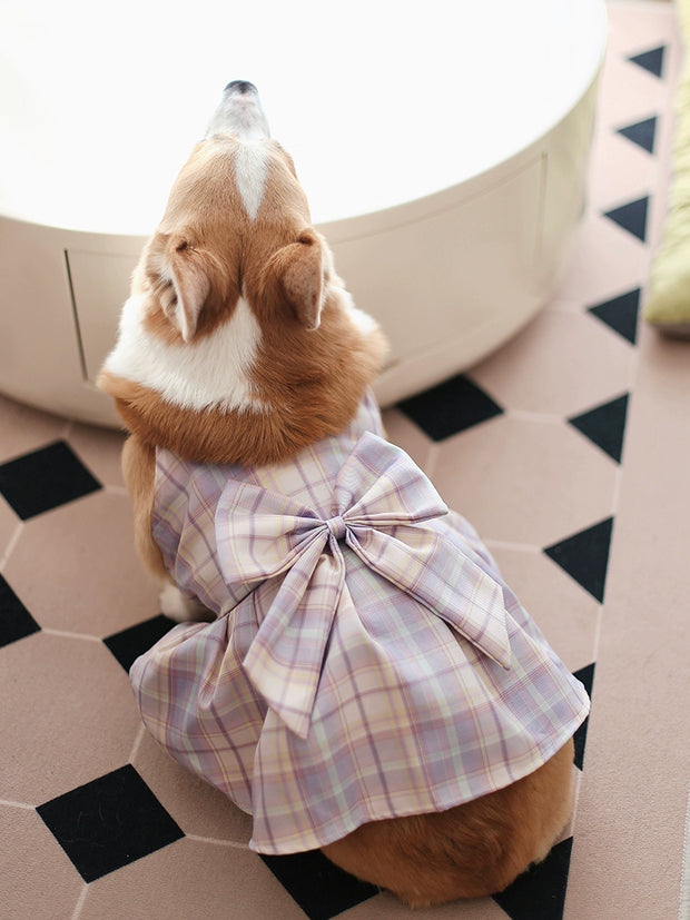 Pet Sleeveless Dress JK Fat Dog Clothes Spring and Summer Thin Breathable Sweet Vest Skirt Corgi Medium-Sized Dog