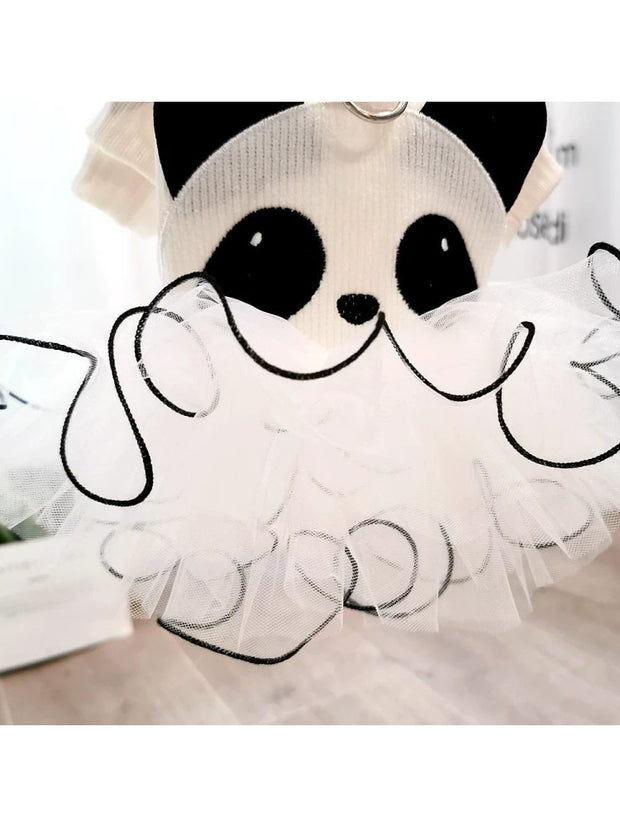 Panda Dog Dog Clothes Spring and Autumn Clothing Pet Small Size Dogs Traction Teddy Skirt Cat Anti-Lint Winter Thin Type