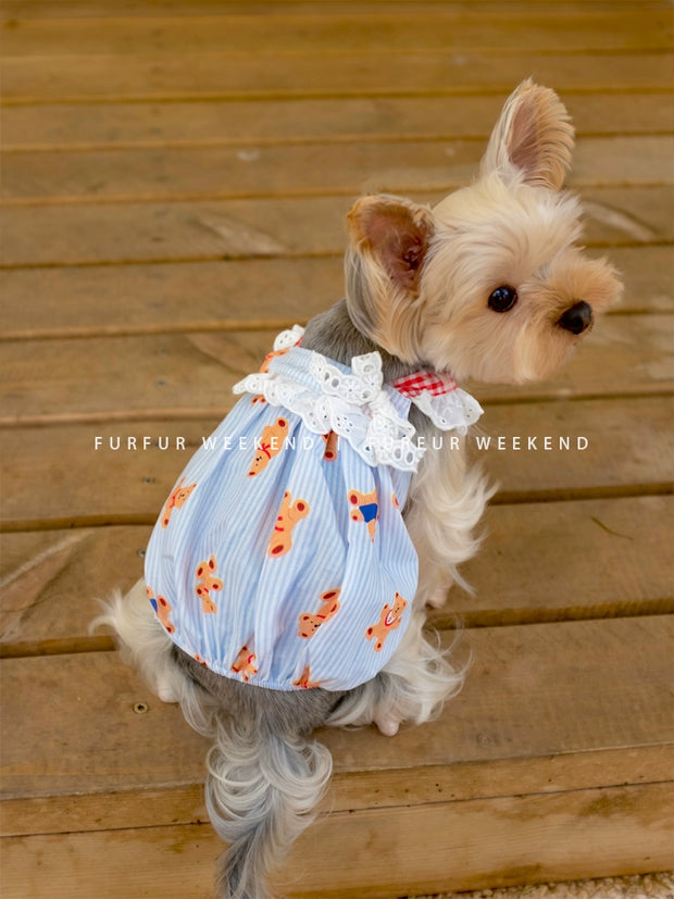 Pet Dress K-style Chest Back Spring Summer Small Size Dogs