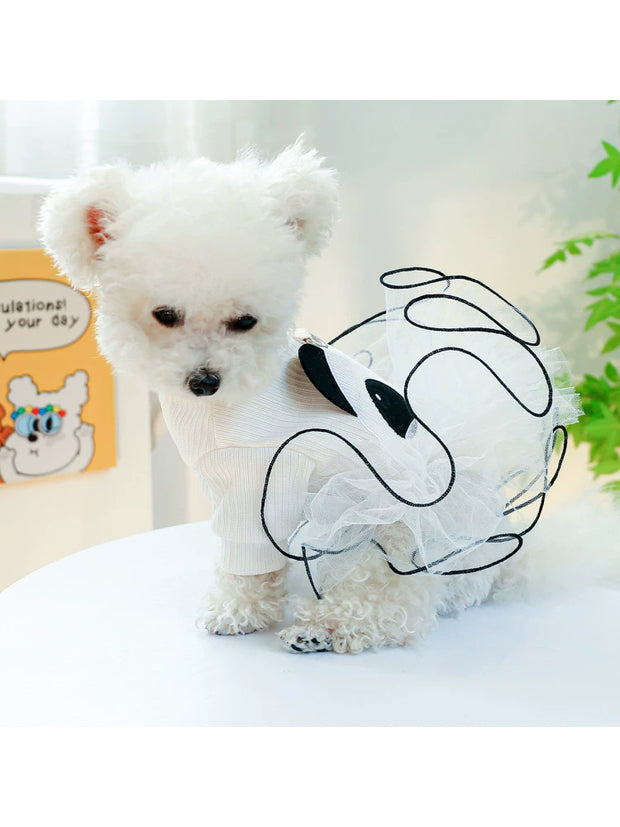 Panda Dog Dog Clothes Spring and Autumn Clothing Pet Small Size Dogs Traction Teddy Skirt Cat Anti-Lint Winter Thin Type