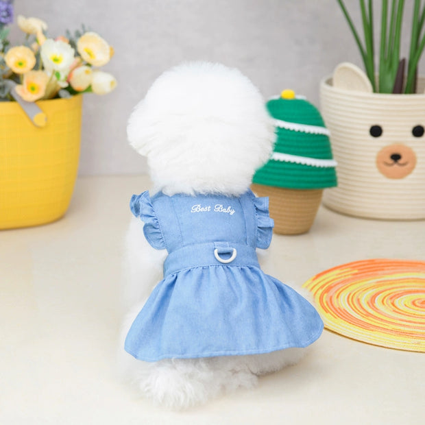 Teddy Embroidered Denim Pet Summer Clothes Dog Clothes