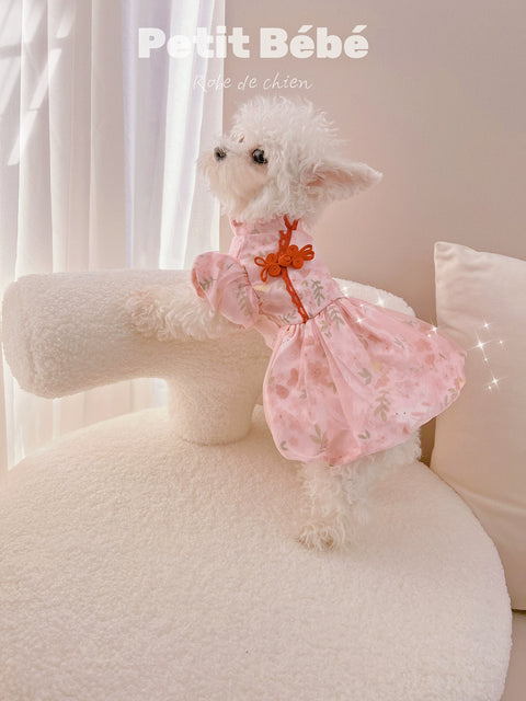 Yaochi Moon Rabbit Dress Pet Princess Dress Maltese Dress Tang Suit Spring and Autumn Clothing Teddy Bichon Pomeranian Fairy