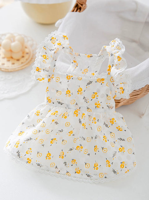 Flying Sleeve Floral Princess Dress Dog Clothes Summer Thin Teddy Bichon Yorkshire Pet Summer 1627207:28320#122216750:2644243138 $ Beautiful collection under $10 IPPA Phones