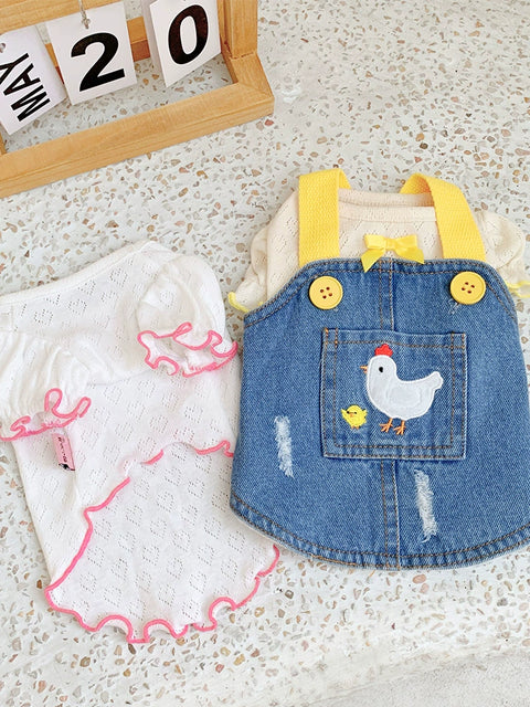 Chicken Denim Suit Cat Pet Dog Clothes Summer Teddy Bichon York Summer Maltese Spring and Autumn