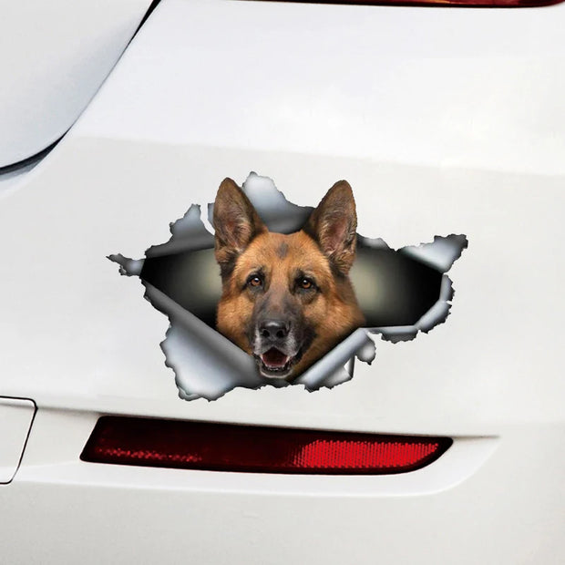 3D Self-adhesive Vinyl Decal German Shepherd Dog Car Sticker Waterproof Auto Decors on Bumper Rear Window Laptop