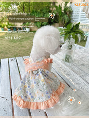 KZ High Support Pure Cotton Towing Ring Skirt Pet Spring and Summer Clothes Pony Bichon Wear Anti-Hair Knotted Style