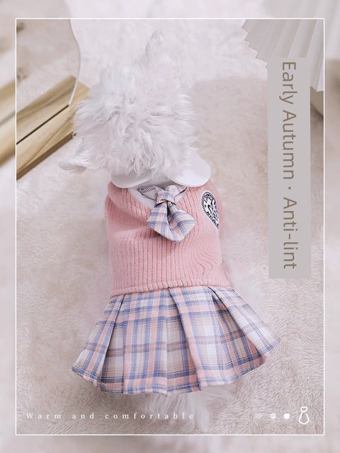 Puppy Clothes Autumn JK Princess Dress Bichon VIP Small Size Dogs Pomeranian Cat Skirt Autumn and Winter Pet Puppy