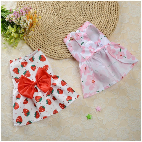 Printed Bow Pet Dog Dress Cute Chihuahua Princess Skirts Pet Dress For Small Medium Dogs Skirt Dog Wedding Dresses York Clothes