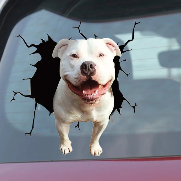 Car Sticker Auto Rear Window Puppy Broken Window Stickers Electrostatic 3D Simulation French Bulldog Car Stickers Vinyl Decals