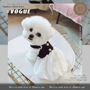 KZ Retro Hepburn Style Black and White Skirt Pet Milk Dog Teddy Bichon Small Puppies Clothes Spring and Autumn Clothing