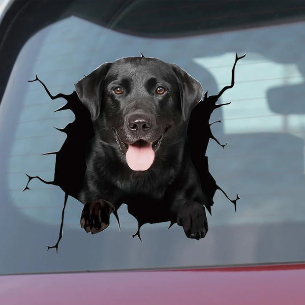 Car Sticker Auto Rear Window Puppy Broken Window Stickers Electrostatic 3D Simulation French Bulldog Car Stickers Vinyl Decals