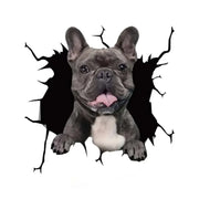 Auto Rear Window Stickers Puppy Broken Window Stickers Electrostatic 3D Simulation French Bulldog Car Stickers