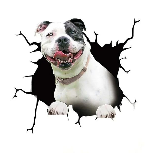 Auto Rear Window Stickers Puppy Broken Window Stickers Electrostatic 3D Simulation French Bulldog Car Stickers