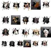 Auto Rear Window Stickers Puppy Broken Window Stickers Electrostatic 3D Simulation French Bulldog Car Stickers