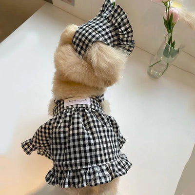 Dog Clothes Summer Luxury Pet Plaid Striped Suspender Skirt Hat Vest Set Puppy Dress Chihuahua Bichon Yorkie Dog Costume 2024